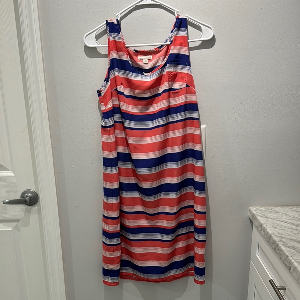 GAP Sleeveless Dress with Coral and Navy Stripes